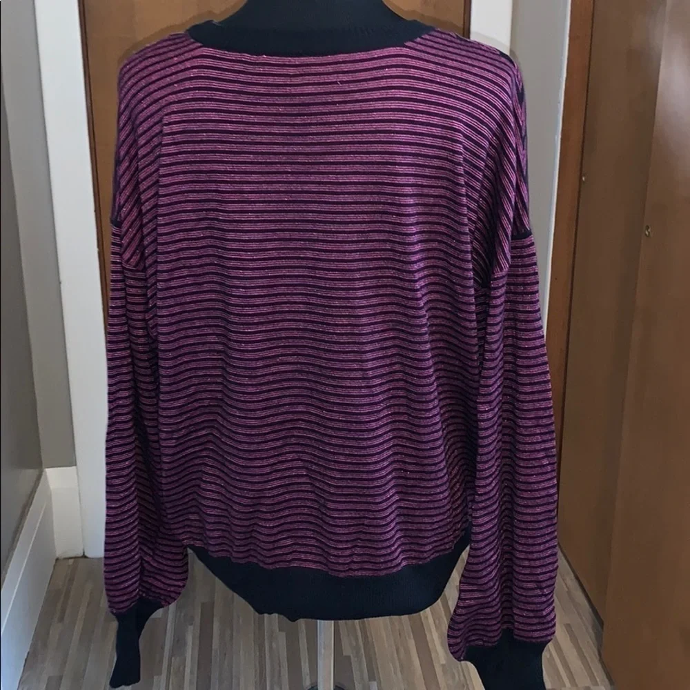 Nine West black and metallic pink striped sweater